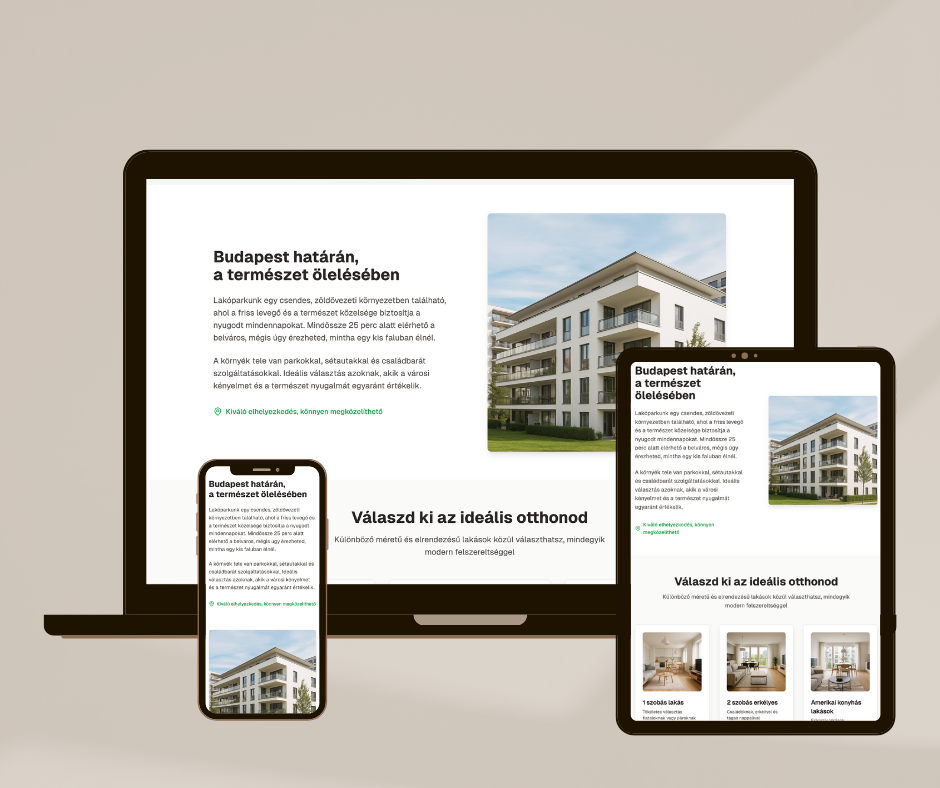 Ingatlan weboldal - Budapest határán